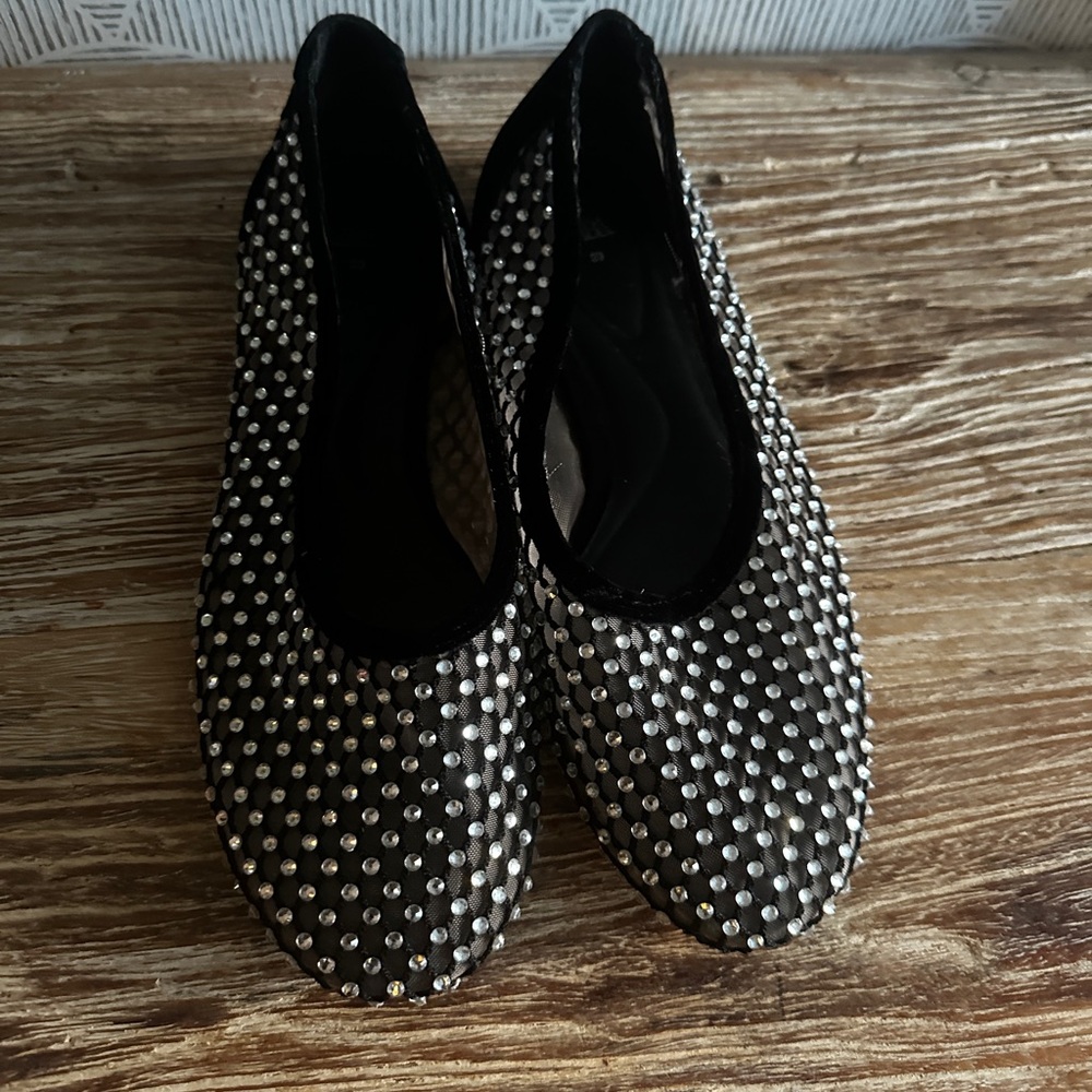 Mesh rhinestone Zara flats